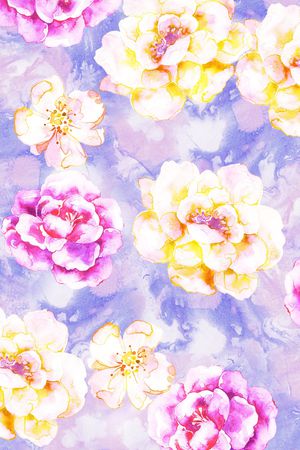 水彩花卉印花华亿平台图片