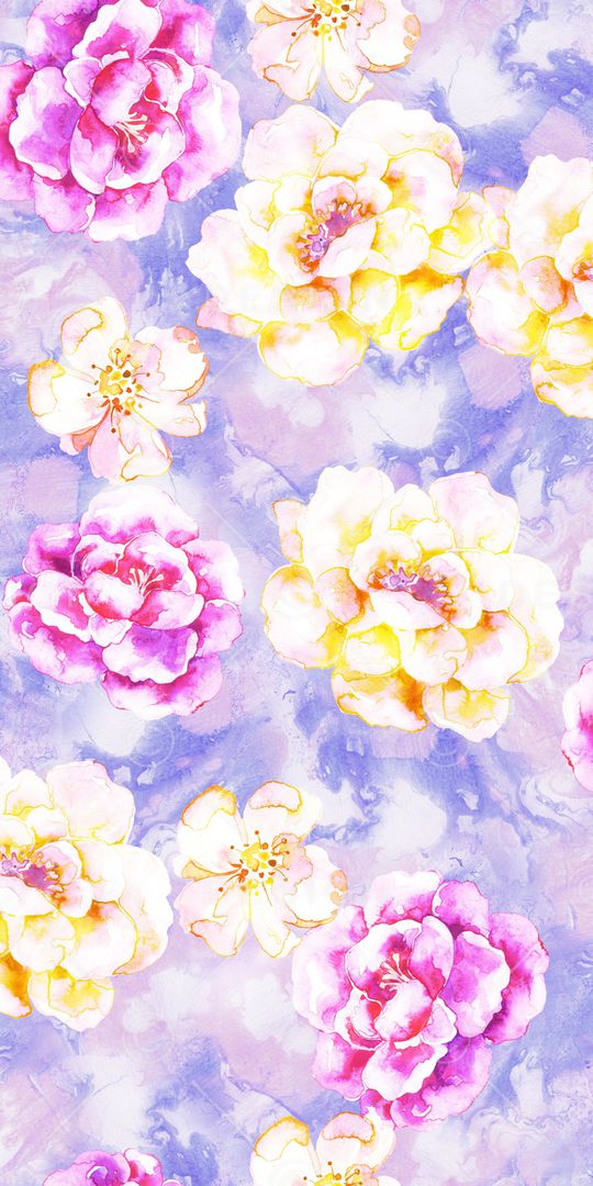 水彩花卉印花华亿平台图片