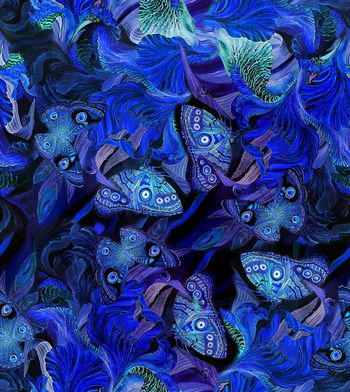 908289-34手绘水彩鸢尾花蝴蝶-B