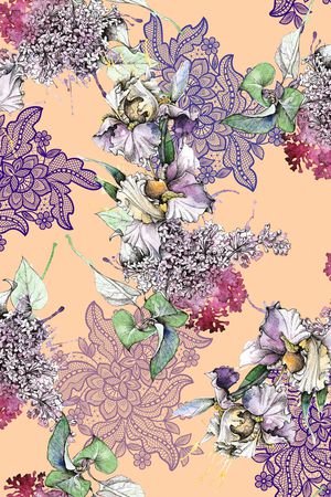 手绘花卉印花华亿平台图片