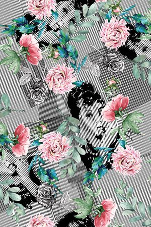 线条花卉印花华亿平台图片