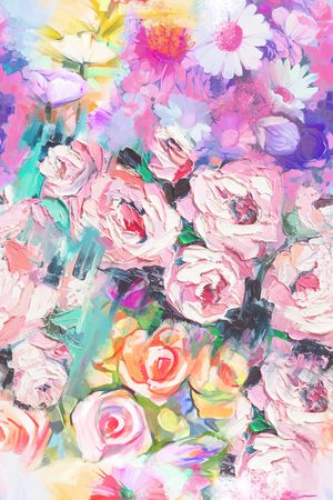 手绘玫瑰印花华亿平台图片