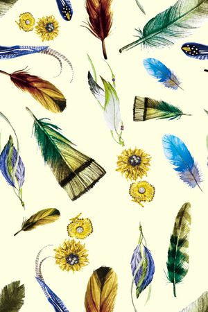 水彩羽毛印花华亿平台图片