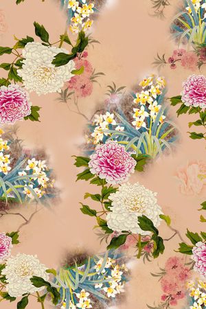 牡丹印花华亿平台图片