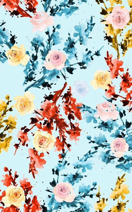 手绘花卉印花华亿平台图片