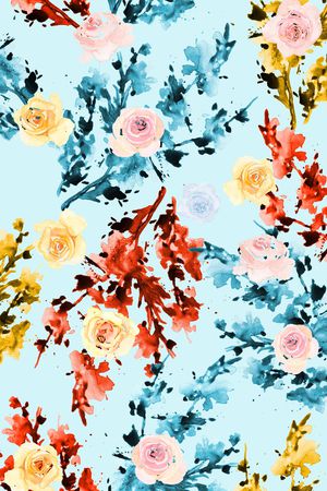 手绘花卉印花华亿平台图片