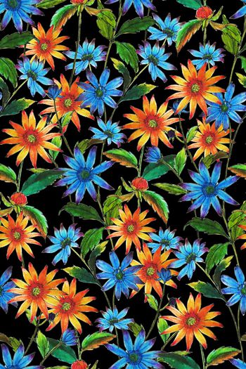 909805-手绘小碎花蓝红