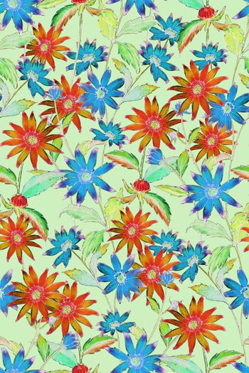 909818-手绘小碎花蓝红青