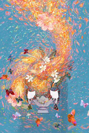 蝴蝶印花华亿平台图片