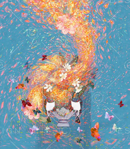 蝴蝶印花华亿平台图片