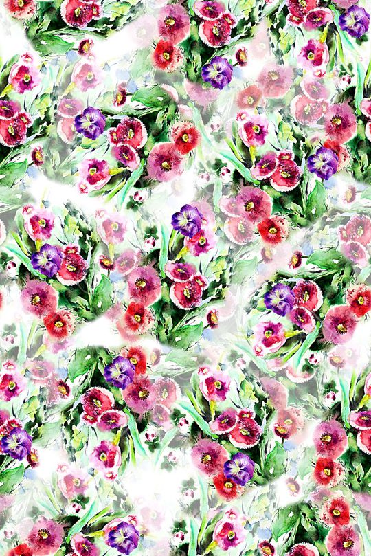 水彩花卉印花华亿平台图片