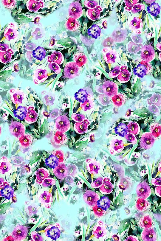 水彩花卉印花华亿平台图片