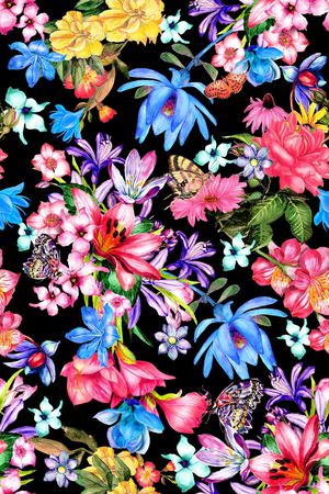 彩底花卉印花华亿平台图片