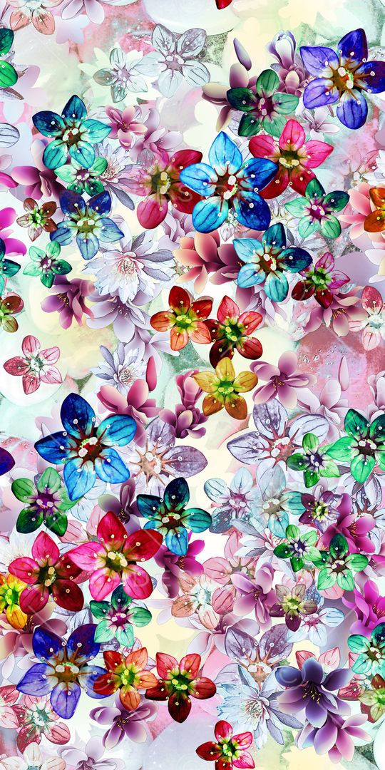 水彩花卉印花华亿平台图片