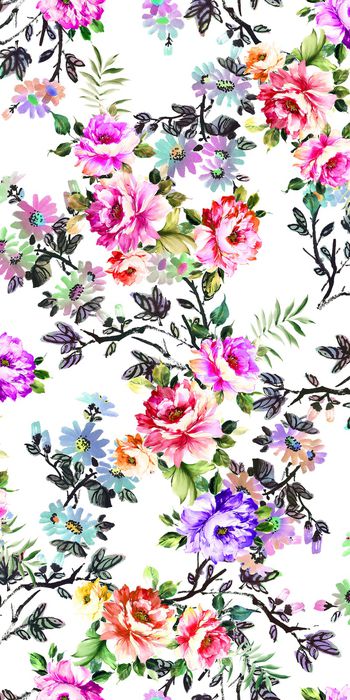 水彩花卉印花华亿平台图片