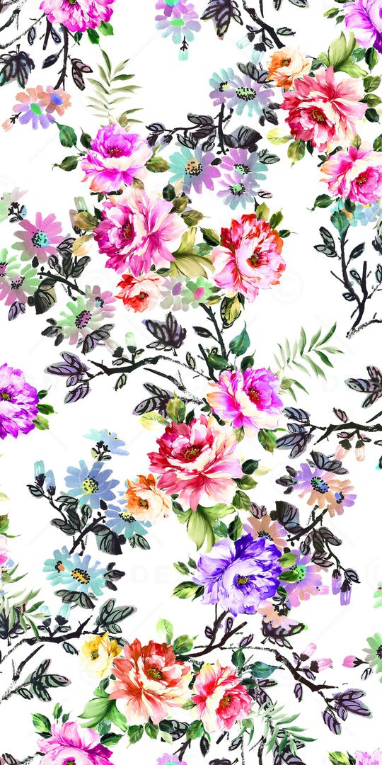 水彩花卉印花华亿平台图片