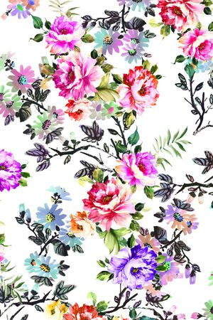 水彩花卉印花华亿平台图片