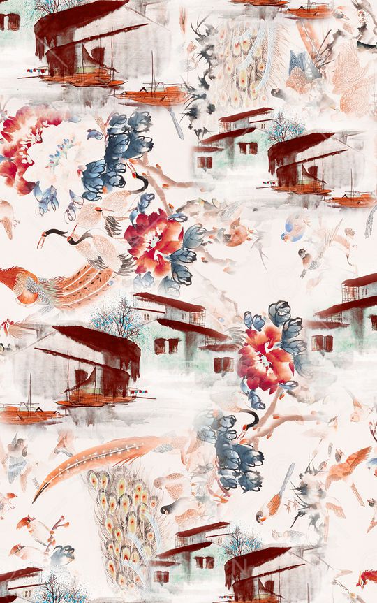 水墨风印花华亿平台图片