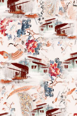 水墨风印花华亿平台图片