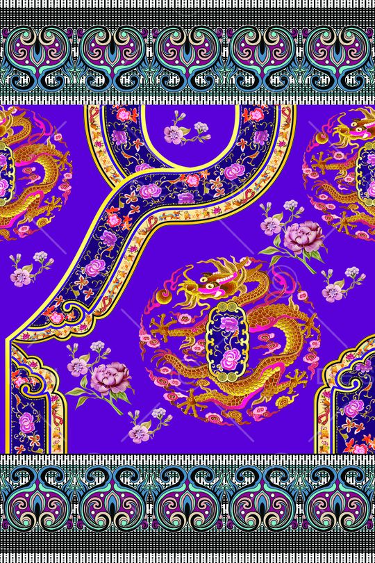 中国风定位花印花华亿平台图片