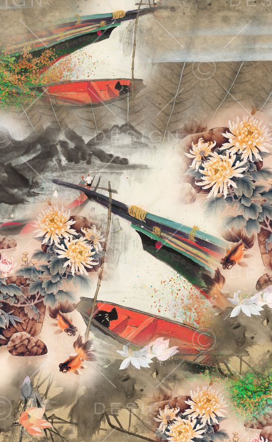 水墨风印花华亿平台图片