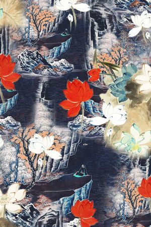 水墨风印花华亿平台图片