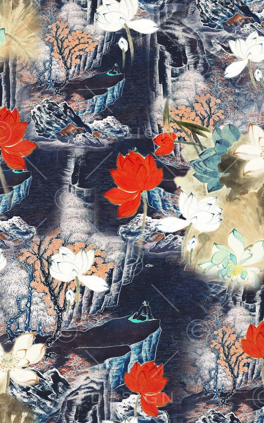 水墨风印花华亿平台图片