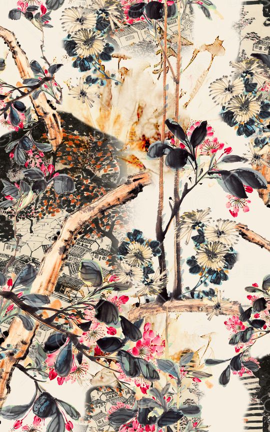 水墨风印花华亿平台图片