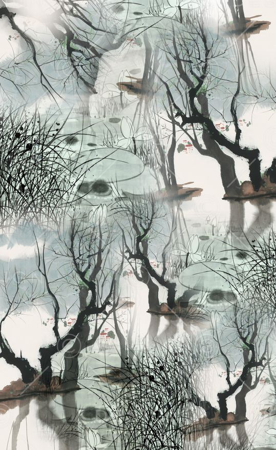 水墨风印花华亿平台图片