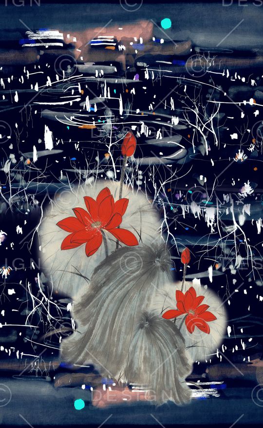 水墨风印花华亿平台图片