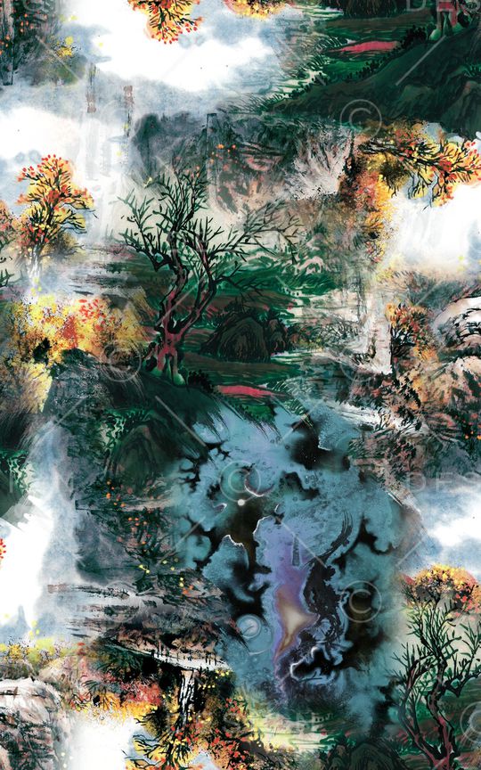 水墨风印花华亿平台图片