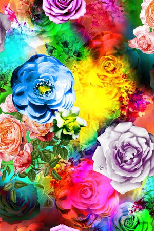 彩底花卉印花华亿平台图片