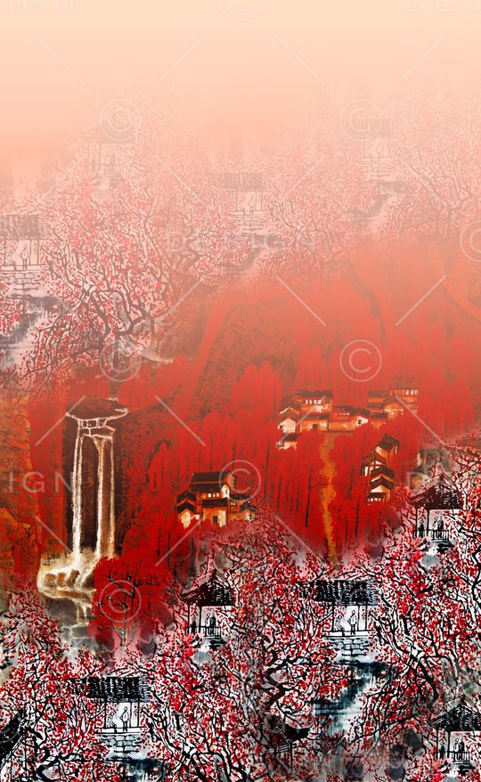 水墨风印花华亿平台图片