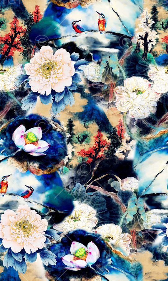 牡丹印花华亿平台图片