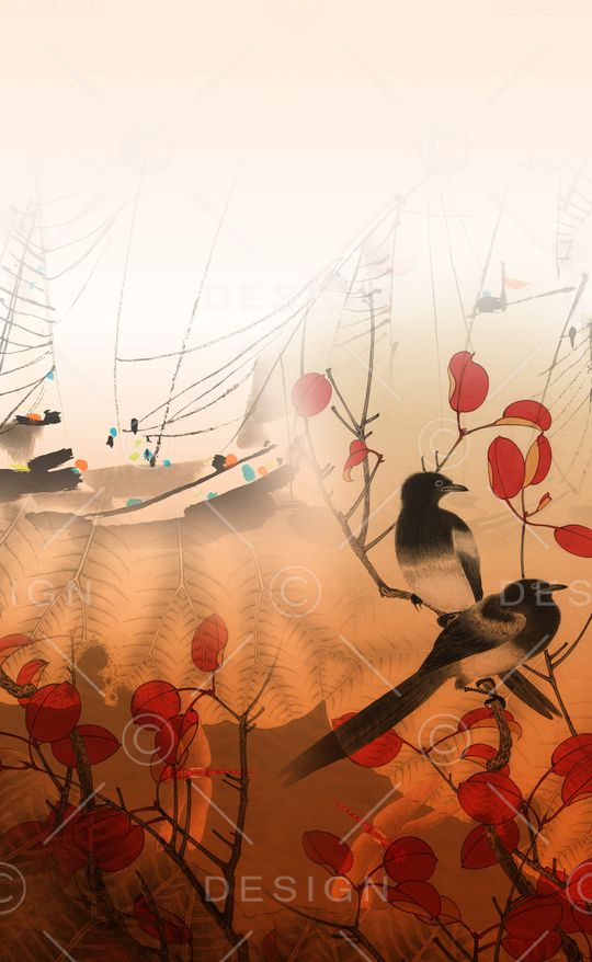 水墨风印花华亿平台图片