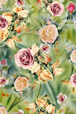 水彩花卉印花华亿平台图片