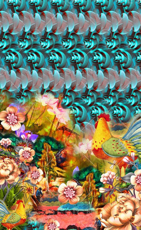 水彩花卉印花华亿平台图片