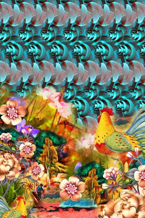 水彩花卉印花华亿平台图片