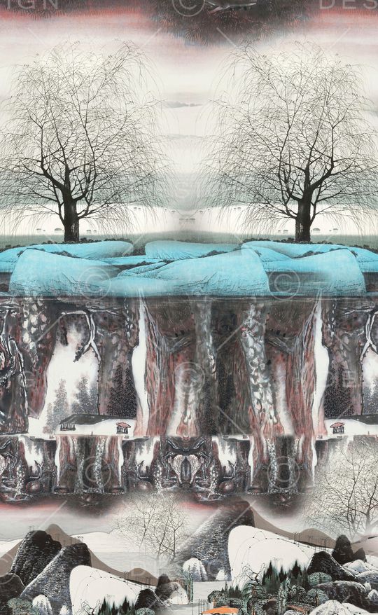 水墨风印花华亿平台图片