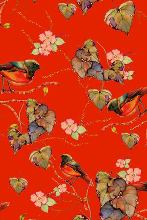 水彩花卉印花华亿平台图片