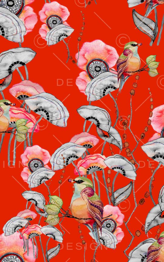 水彩花卉印花华亿平台图片