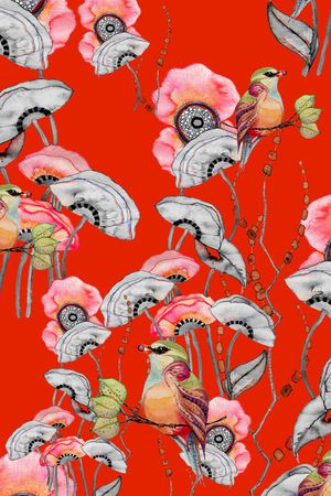 水彩花卉印花华亿平台图片