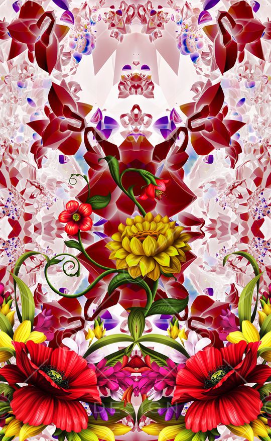 手绘花卉印花华亿平台图片