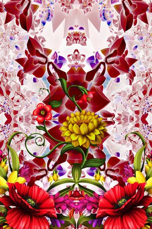 手绘花卉印花华亿平台图片