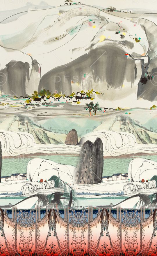 中国风定位花印花华亿平台图片