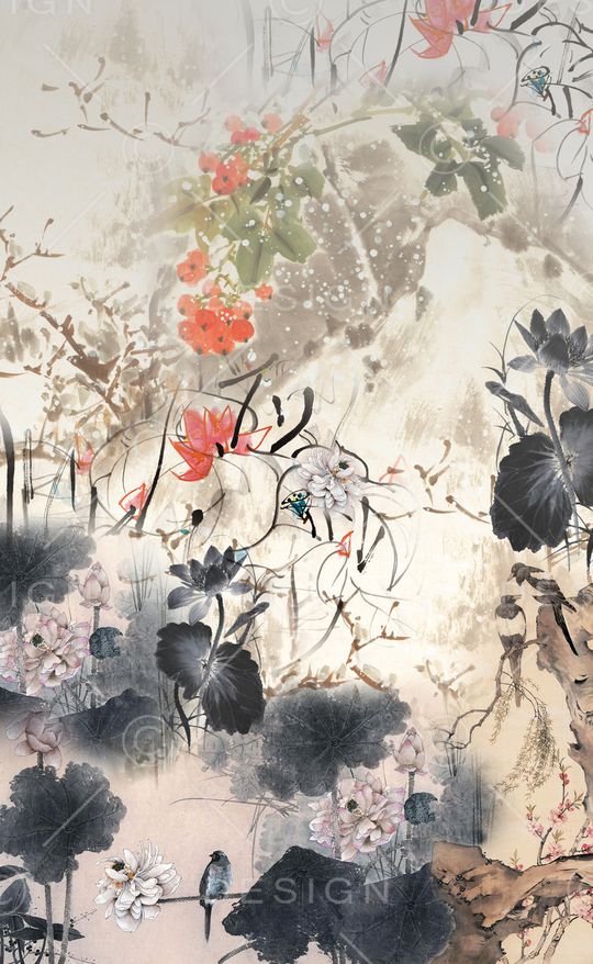 水墨风印花华亿平台图片