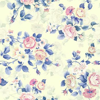 水彩花卉印花华亿平台图片