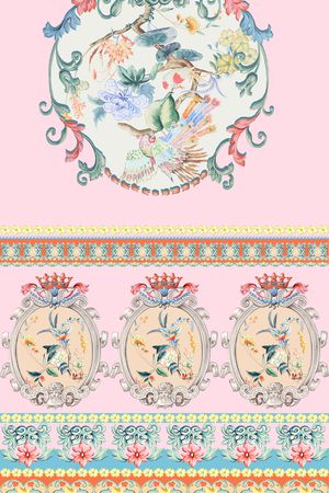 中国风定位花印花华亿平台图片