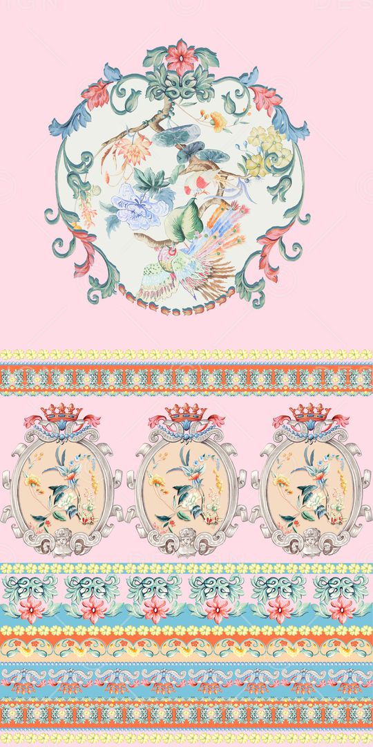 中国风定位花印花华亿平台图片