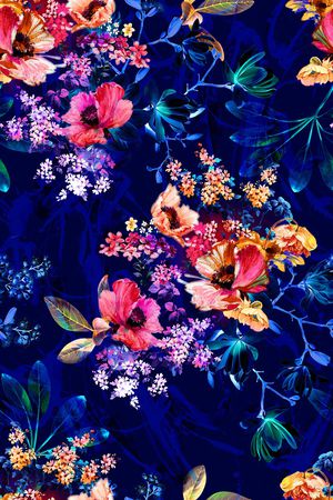 水彩花卉印花华亿平台图片